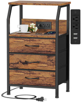 Furnulem night stand front view with charging station for easy device access