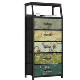Furnulem Retro 5-Drawers Dresser front view shows compact bedroom storage