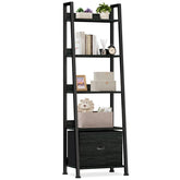Furologee 5-Tier Ladder Shelf in black oak with a slim, space-saving profile.