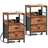 Furologee nightstand set with charging station showing outlets and USB ports for easy device charging