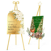 Furosa interchangeable bow & star top gold easel highlights elegant wedding signage.