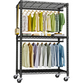 FUTASSI P3 rolling rack front view showing accessible hanging space for easy outfit changes.