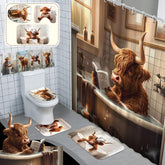 FuWeave Highland cattle shower curtain with waterproof fabric for daily use.