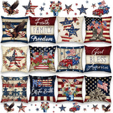 FuWeave Stars and Stripes pillow cover adds patriotic charm to sofas.
