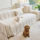 Fuyulacom couch cover close-up showing soft, durable chenille fabric.
