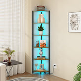 FviMzailon LED strip on the corner shelf creates cozy ambient lighting.