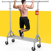 FYBEE upgraded stainless steel clothes rack with 760 lbs capacity for heavy garments.