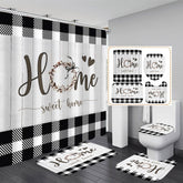 FZDHHY black and white shower curtain with rustic plaid pattern enhances bathroom style.