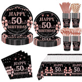 GalaHub rose gold plates set for a 24-guest celebration