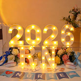 Ganeen RN2026 LED letter lights six-pack illuminate graduation signs with warm, inviting glow.