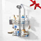 GAOKASE aluminum shower caddy in silver with four adjustable levels for versatile storage.