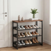 Garden 4 you shoe rack with wood top in entryway for tidy footwear storage.