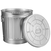 Gardenised round galvanized trash can with lid on front for odor control outdoors