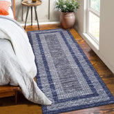 GarveeHome 2x6 modern bordered blue runner with non-slip grip for safe hallway use.