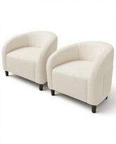 GarveeHome accent chair in beige bouclΓ© with round arms for cozy lounging at home.