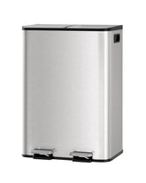 GarveeHome double trash bin with lid in a sleek stainless finish for organized waste.