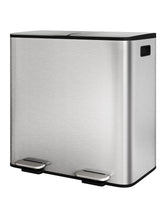 GarveeHome dual-trash-bin front view with a sleek stainless steel finish for a premium kitchen look.