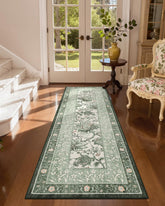 GarveeHome Sage Green 2x6 Provence rug featuring a border design for chic, tranquil spaces
