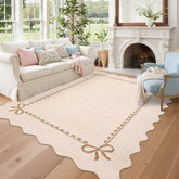 GarveeHome scalloped bow rug beige 5x7 adds elegant charm to living spaces