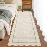 GarveeHome scalloped edge beige runner for hallways, stylish and easy to care for
