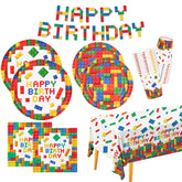 Gatherfun building-block plates 9inch set in bold colors for easy cleanup