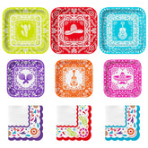 Gatherfun fiesta dinner plates with papel picado border for colorful table settings