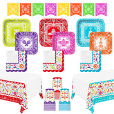 Gatherfun Fiesta Kit dinner plates with vibrant borders for festive dining