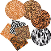 Gatherfun Jungle Zoo plates 9-inch with cheetah print for safari party