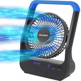 Gazeled battery-operated fan for camping, compact and portable.