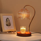 Geezo Fragrance Candle Warmer Lamp on table with a cozy glow for ambiance