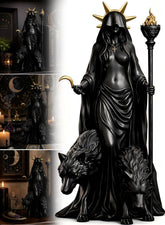 Generic Hecate statue with magic hounds enhances mystic decor and collection.