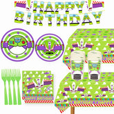 Generic Light-Inspired Banner decor brightens birthday celebrations with a cohesive purple theme