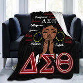 Generic Sorority Gifts throw blanket 50x40 on sofa for cozy warmth.