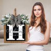 Generic Ultra Large 14'' front door wreath with name initials greets guests warmly.