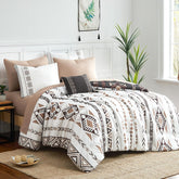 Geniospin Queen Comforter Set front view shows reversible design for quick decor refresh.