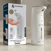 GentleJet Cloudfoam dispenser front view showing compact family-friendly design for clean hands in busy kitchens.