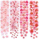 Geosar 120-piece mini artificial flowers in pink with peony and daisy heads for crafts and decor.