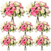 Geosar pink artificial peonies bouquet adds vibrant year-round centerpiece color
