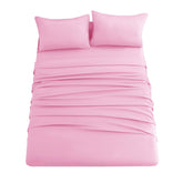 Ghooss pink bed sheet set with deep pockets secures snug fit.
