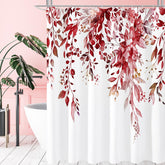 Gibelle Burgundy Red Eucalyptus shower curtain pattern adds spa-like natural color.