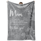 GiltGlimmer mom blanket with heart text in grey for a cozy gift.