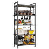 GIOTORENT 5-tier shelf with wooden boards for sturdy pantry organization.