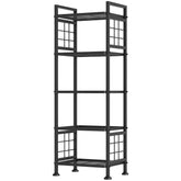 GIOTORENT 5-Wire Standing Book Shelf left view highlights durable steel frame for tidy living rooms.