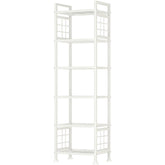 GIOTORENT 6-wire shelving unit white for durable kitchen and laundry storage.