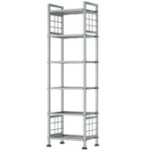 GIOTORENT 6-Wire Standing Shelf front view with sturdy silver frame for organized storage.