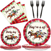 gisgfim Run for The Roses dinner plates for Derby Day party, easy cleanup after guests.