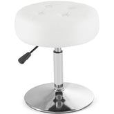 Gitrah white vanity chair with round ottoman and PU leather cushion elevates makeup room comfort.