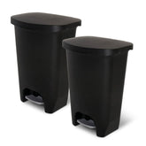 Glad 13-gallon trash can two-pack, front view in black for a sleek kitchen waste solution.