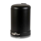 Glad small trash can with round stainless steel body and lid, ideal for compact spaces.