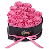 GLAMOUR BOUTIQUE 16-rose forever heart box in pink, timeless preserved beauty for home decor.